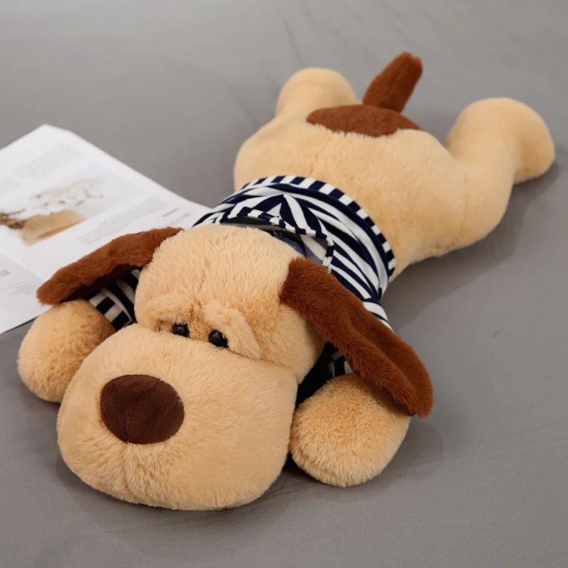 Giant Plush Dog – Soft Striped Pyjama Buddy